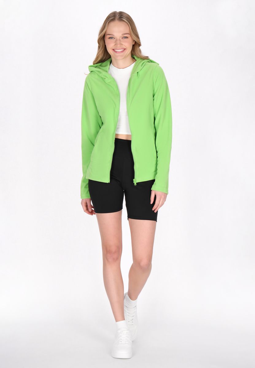 Fleecejacke mit Kapuze und Reißverschluss