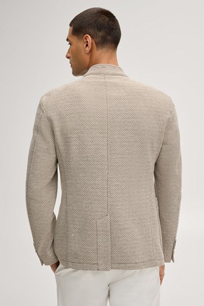 Maerz Muenchen Hiro Braun Gemusterte Jacke Stehkragen Baumwollmischung