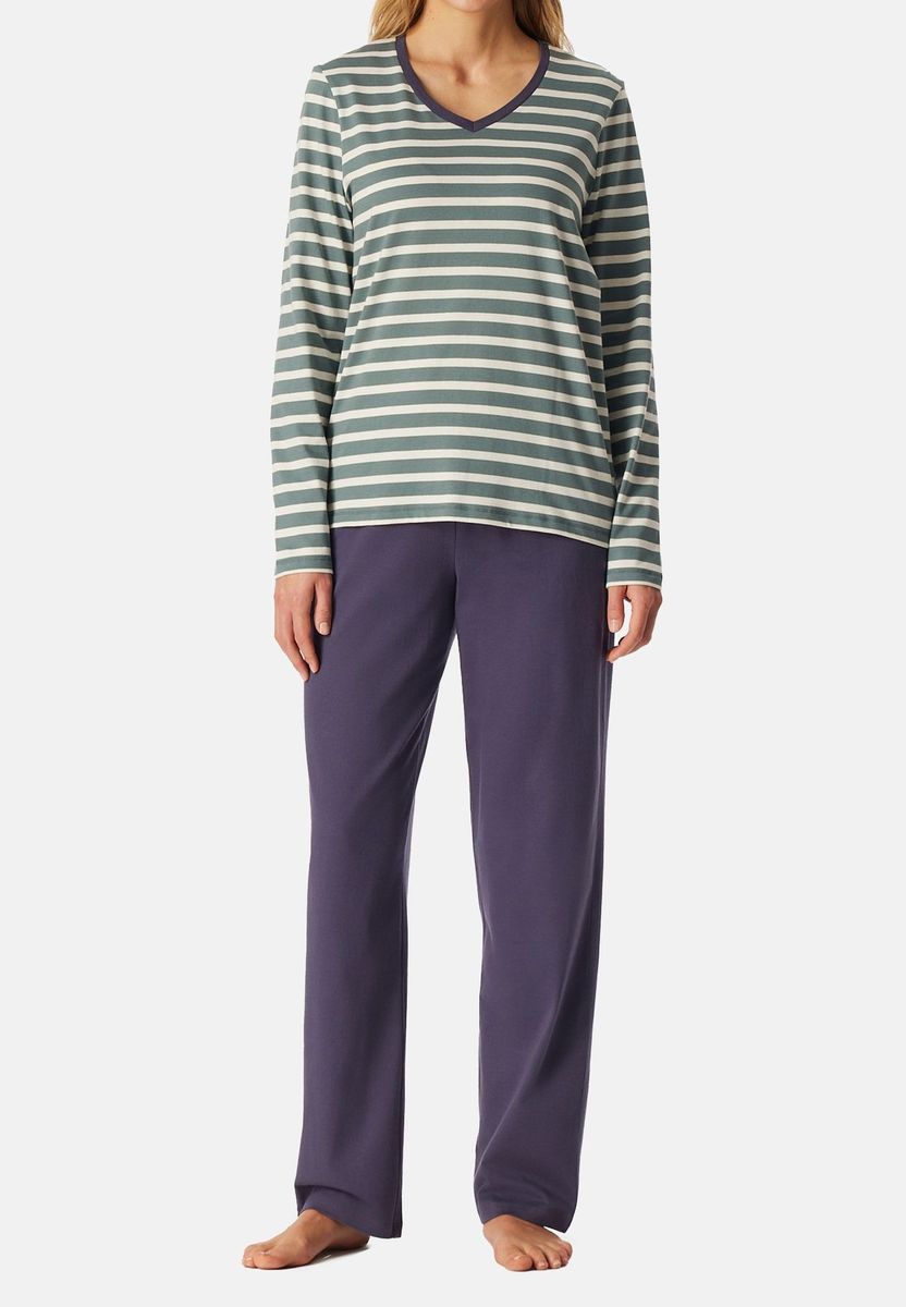 Damen Schlafanzug Set mit Streifenmuster
