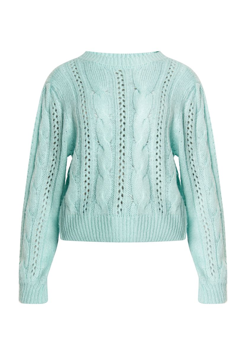 Schmaler V-Ausschnitt Raglan-Strickpullover