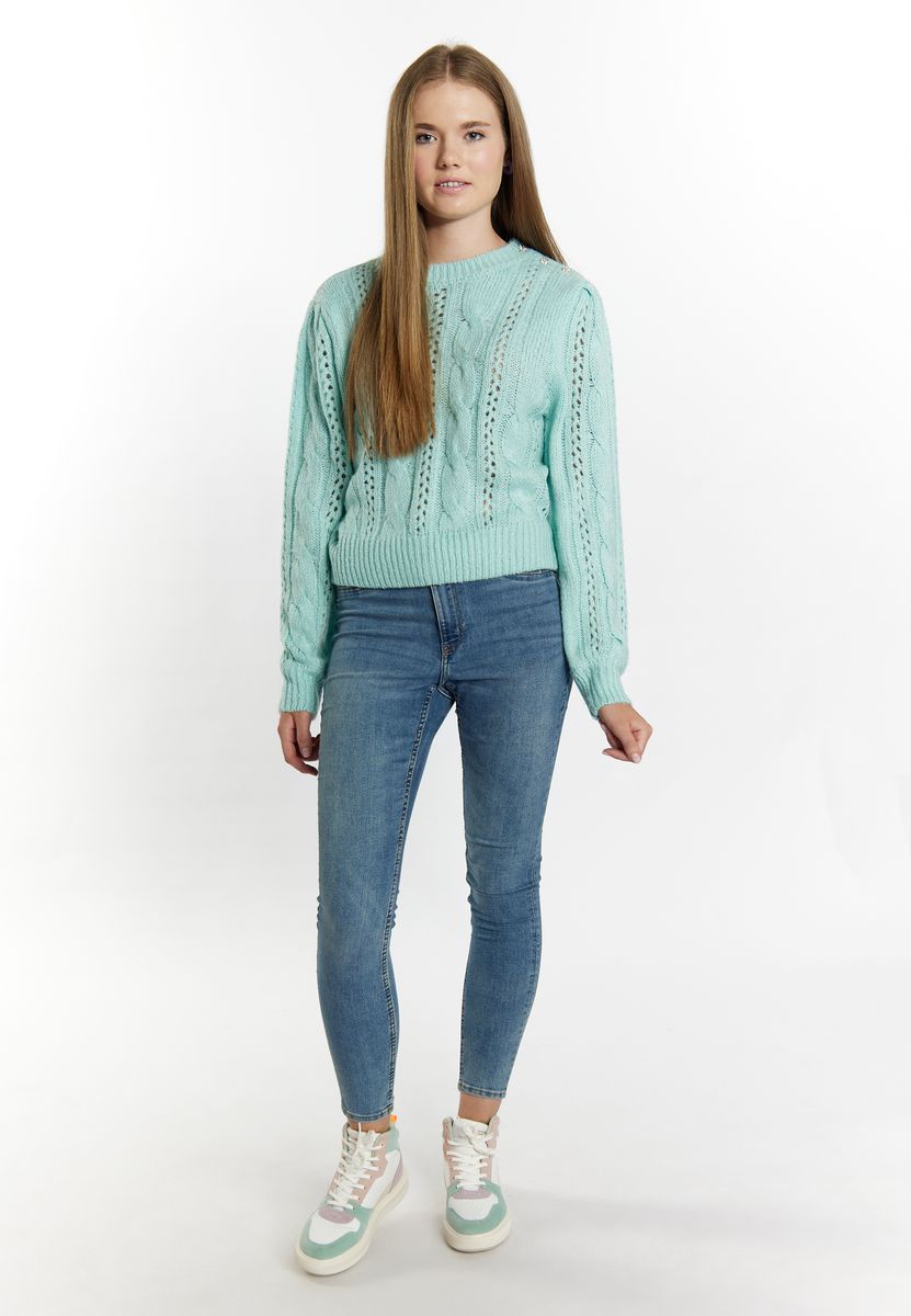 Schmaler V-Ausschnitt Raglan-Strickpullover
