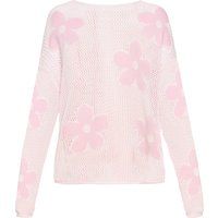 Hellrosa Strickpullover mit Blumenmuster