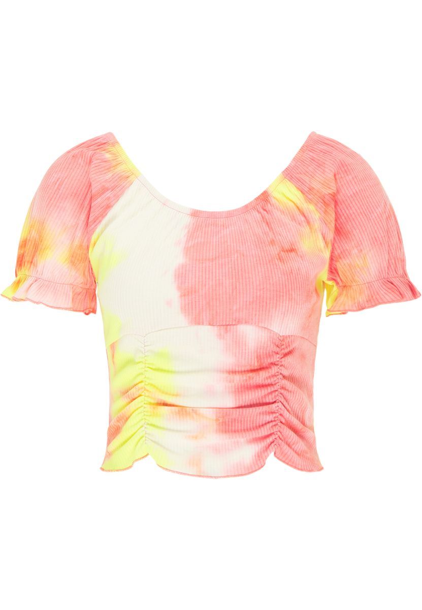 Tie-Dye Geripptes Crop-T-Shirt