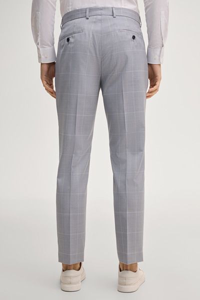 Baukasten Rennet Hellblaue karierte Wollanzughose