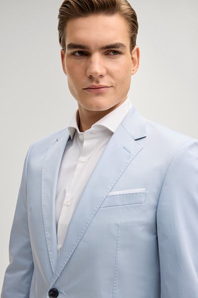 Herby-Blayr Hellblauer Baumwoll-Stretch Anzug Modern Fit