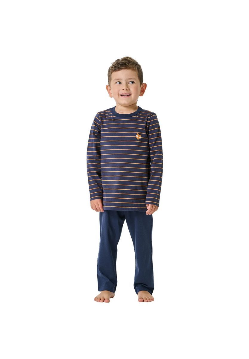 SCHIESSER Jungen Schlafanzug, lang - Kids, offenes Bein, Baumwolle, Print, blau, 104