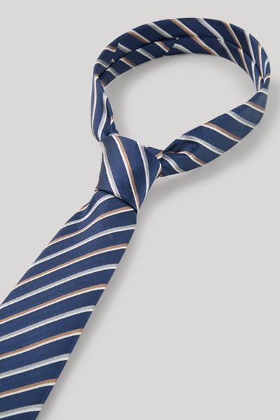 JOOP! Marineblaue gestreifte Seidenkrawatte Klassisches Business-Accessoire