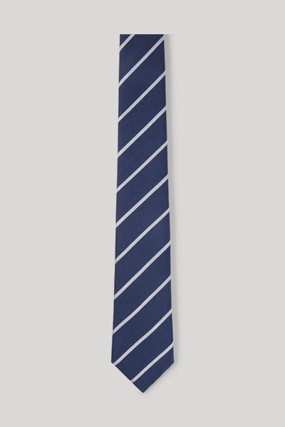 JOOP! Marineblaue gestreifte Seidenkrawatte Klassisches Business-Accessoire