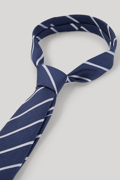 JOOP! Marineblaue gestreifte Seidenkrawatte Klassisches Business-Accessoire