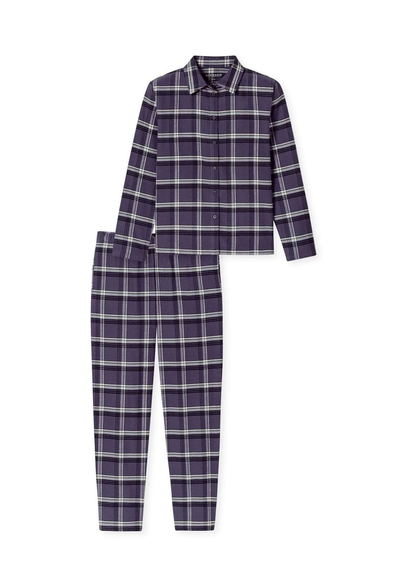 Flanell Pyjama Set mit Karomuster für Damen