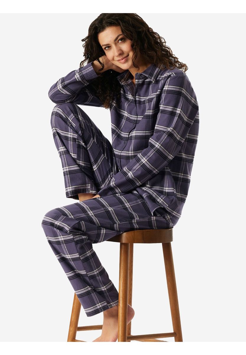 Flanell Pyjama Set mit Karomuster für Damen