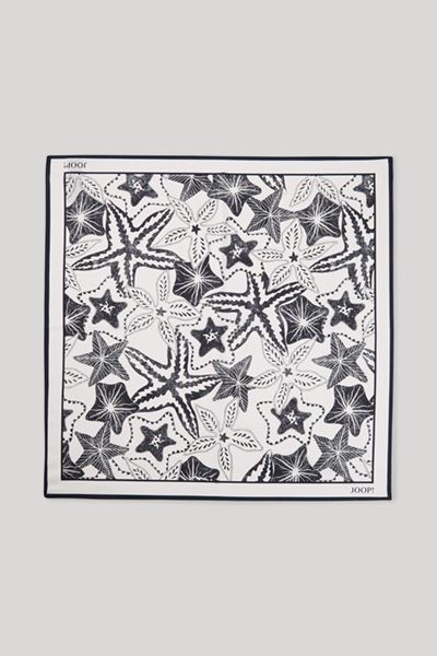 JOOP! Weißes und marineblau gemustertes Seiden-Foulard-Tuch Accessoire für den Hals