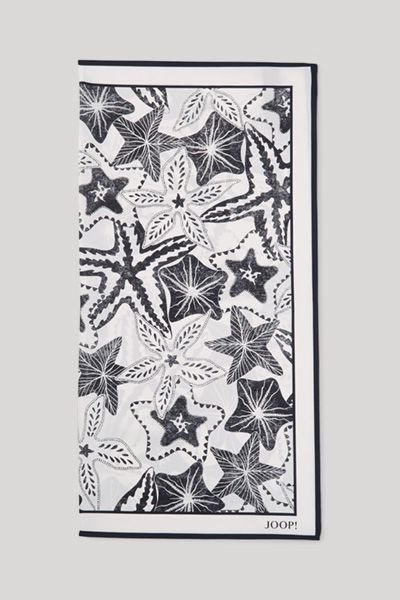 JOOP! Weißes und marineblau gemustertes Seiden-Foulard-Tuch Accessoire für den Hals