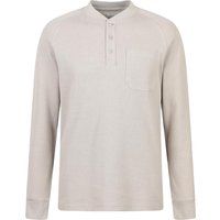 Mountain Warehouse - "Selby" T-Shirt für Herren, Henley-Kragen, Waffelstoff, Langärmlig (Dunkelbeige)