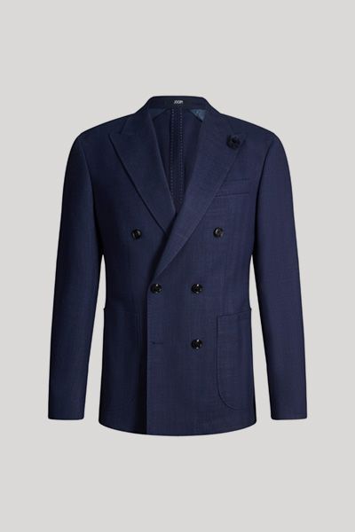 JOOP! Heazy Marineblaues Doppelreihiges Sakko Woll-Leinen-Mischung Tailored Fit