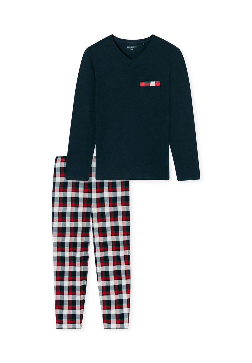 Herren Baumwoll Schlafanzug Set mit Tasche