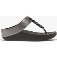 Fitflop Halo Perlen-Kreis Metallic Damen Zehensteg Pewter Schwarz