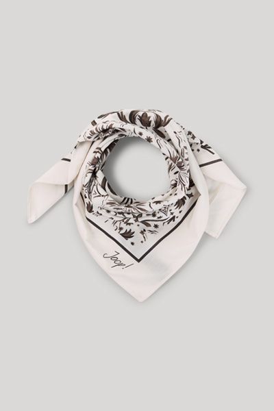 Joop! Beige gemustertes Foulard Tuch Baumwollmischung Blumendruck