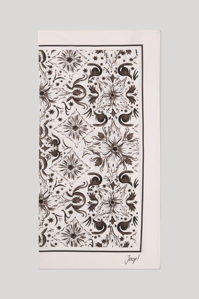 Joop! Beige gemustertes Foulard Tuch Baumwollmischung Blumendruck