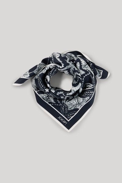 JOOP! Foulard Marineblau Gemustertes Seidentuch mit Logo-Detail