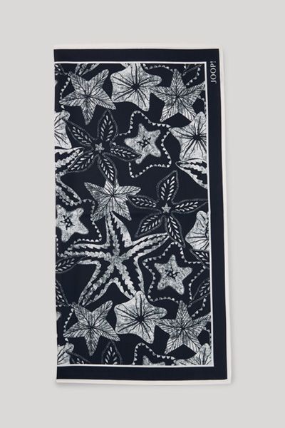 JOOP! Foulard Marineblau Gemustertes Seidentuch mit Logo-Detail