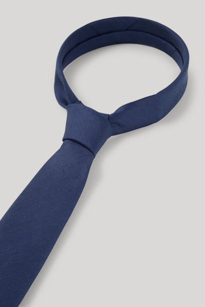 JOOP! Marineblaue, strukturierte Krawatte aus Seiden-Leinen-Mischung für Herren