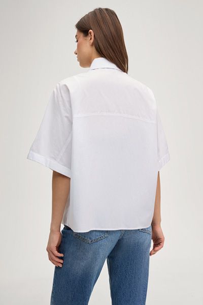 Calvin Klein Britney weiße Baumwolle Kurzarm Boxy Hemdbluse
