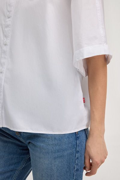 Calvin Klein Britney weiße Baumwolle Kurzarm Boxy Hemdbluse