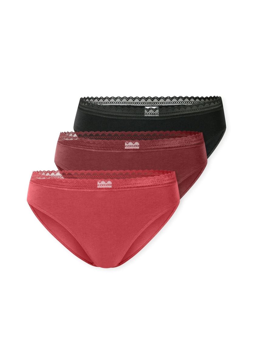 Baumwollmix Slips mit Spitze, 3er-Pack
