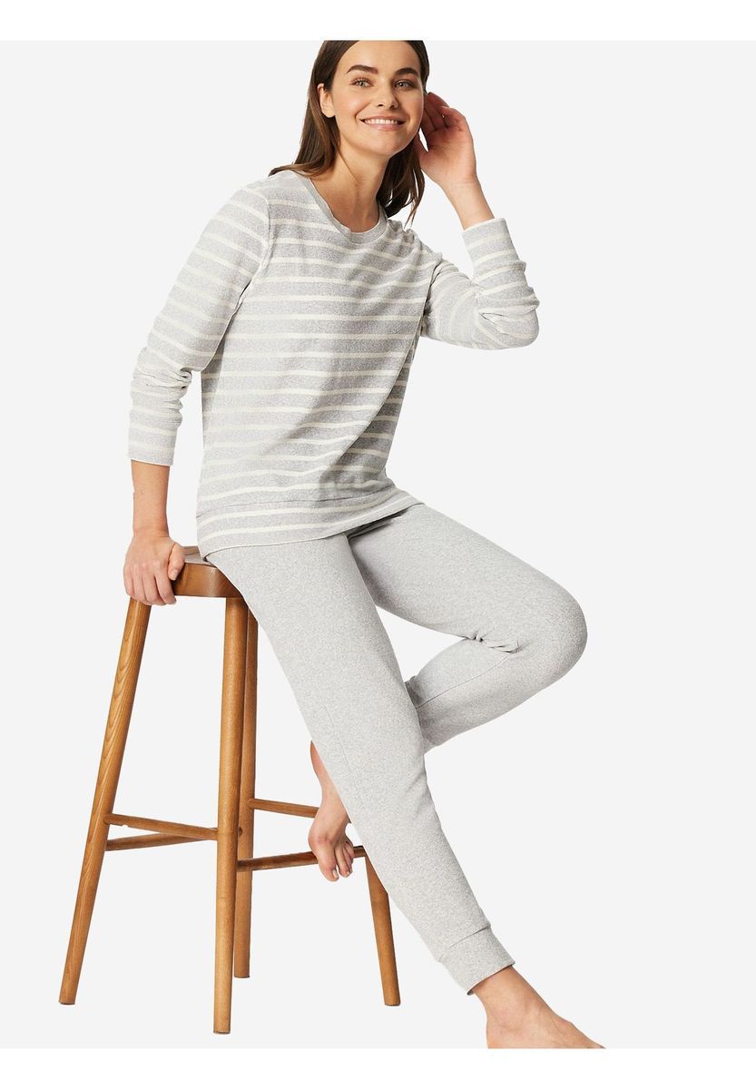 Gestreiftes Langarm-Pyjama-Set