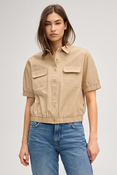 Levi's Biddy beige Baumwollmischung kurzärmlige Bluse