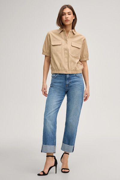 Levi's Biddy beige Baumwollmischung kurzärmlige Bluse