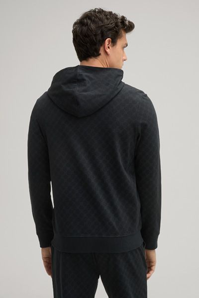 Bogner Cornflower Allover-Print Schwarzer Baumwoll-Hoodie mit Reißverschluss