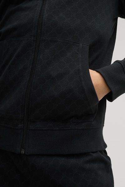 Bogner Cornflower Allover-Print Schwarzer Baumwoll-Hoodie mit Reißverschluss