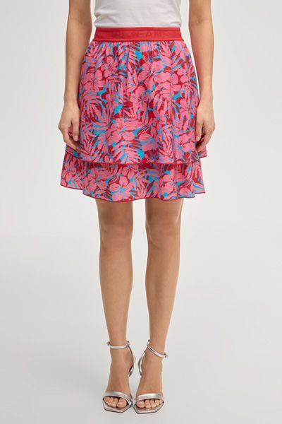 Rooftop Jeans Safia Rosa Blumenmuster Stufen Minirock