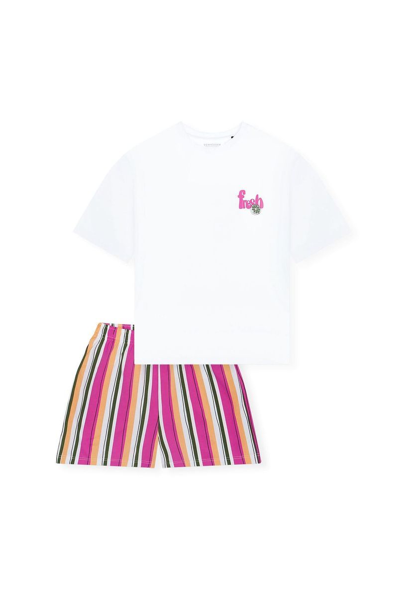 Mädchen Grafik T-Shirt & Gestreifte Shorts Set