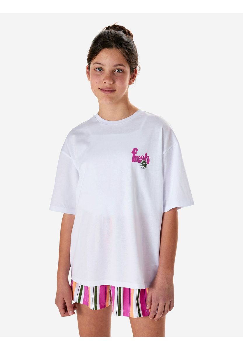 Mädchen Grafik T-Shirt & Gestreifte Shorts Set