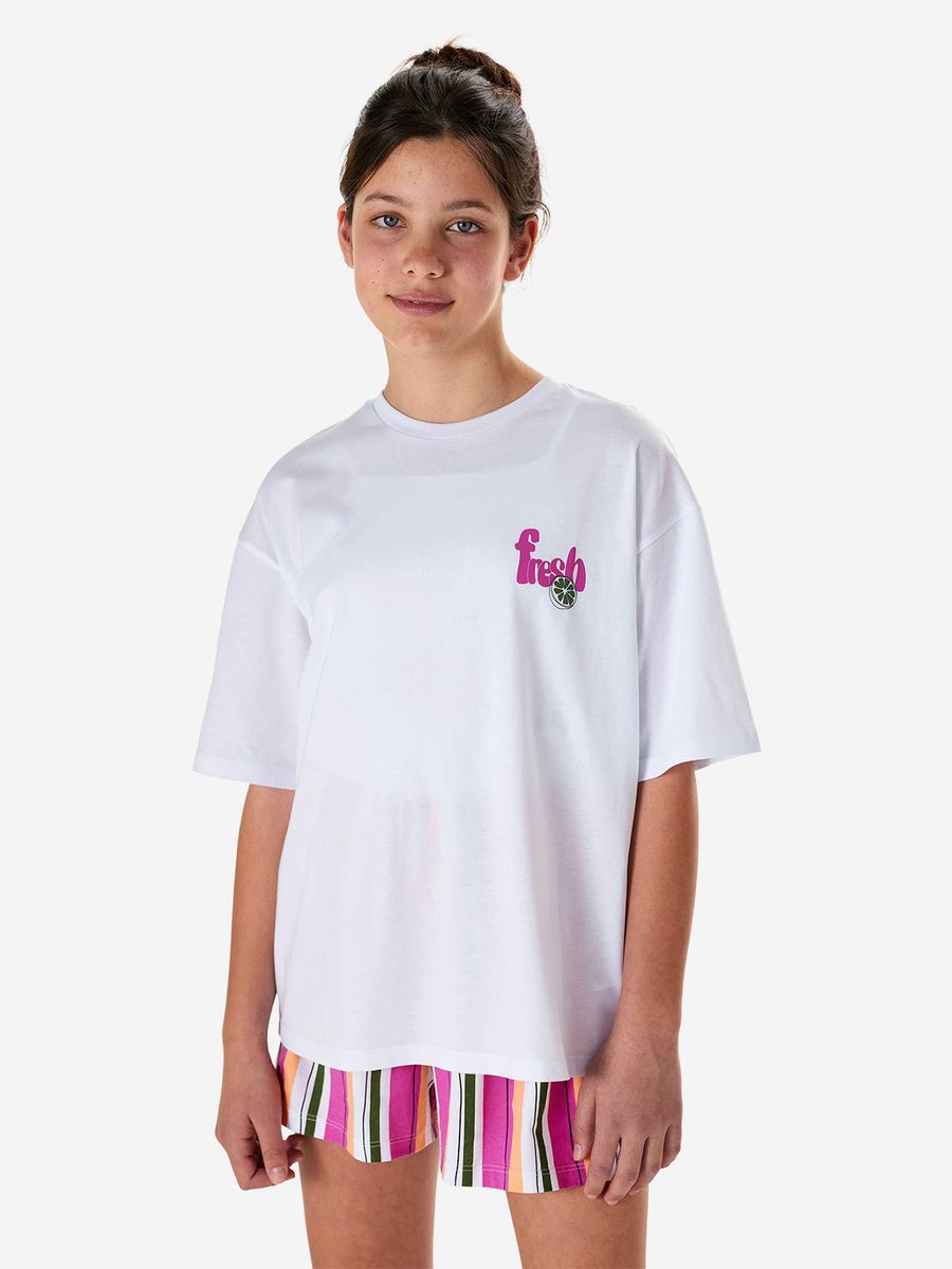 Mädchen Grafik T-Shirt & Gestreifte Shorts Set