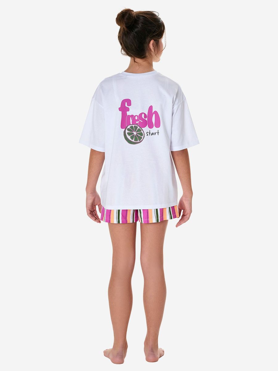 Mädchen Grafik T-Shirt & Gestreifte Shorts Set