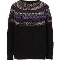 Gemusterter, brauner Zopfstrickpullover