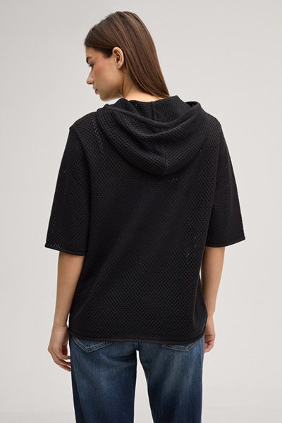 Joop Jeans Kapuli Schwarzer Strick-Hoodie Kurzarm Unisex