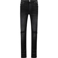 Aged Black Slash-Jeans mit zerrissenen Knien