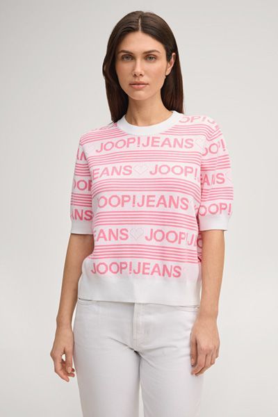 JOOP! Jeans Karie Rosa und Weißes Strick-T-Shirt aus Baumwolle