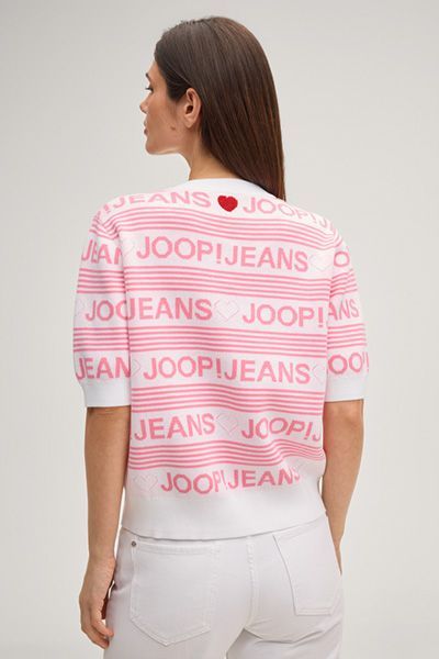 JOOP! Jeans Karie Rosa und Weißes Strick-T-Shirt aus Baumwolle