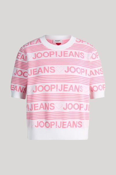 JOOP! Jeans Karie Rosa und Weißes Strick-T-Shirt aus Baumwolle