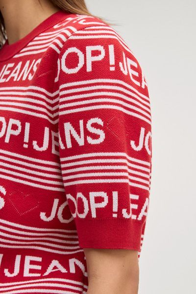 Joop! Jeans Karie Rot-Weißes Strickoberteil mit Logo
