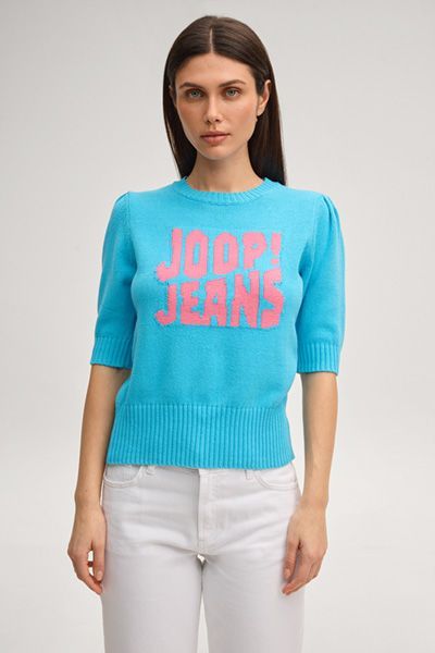 JOOP! Jeans Kalama Damen Türkis Logo Baumwollmischung Pullover