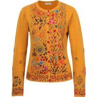 Cardigan aus Wolle mit floraler Intarsie