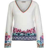 Baumwollpullover mit floralem Intarsienmuster