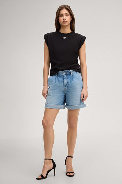 JOOP! Jeans Schwarzes Tiss T-Shirt aus Baumwolle mit Schulterdetails